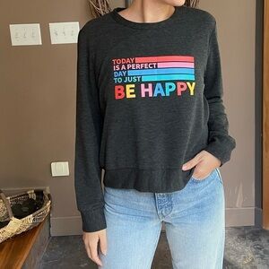 Be Happy Rainbow Flag Cropped‎ Pullover Grey Large